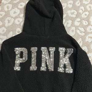Sherpa VS Pink sequin hoodie size XS